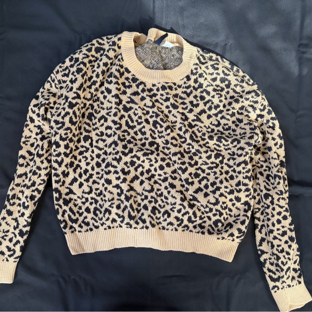 Divided Black and Tan Animal Print Turtleneck Sweater